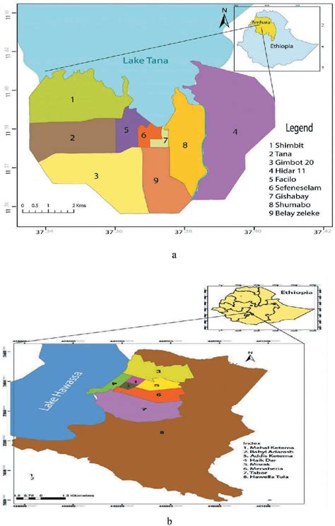 (a)Map of study area (Bahir Dar). (b) Map of study area (Hawassa).... | Download Scientific Diagram