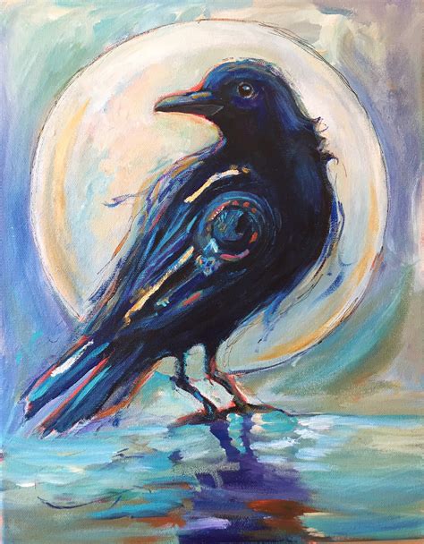 Crow art spirit Animal Crow Painting print Spiritual art The Crow Raven Print by MichelleLakeArt ...