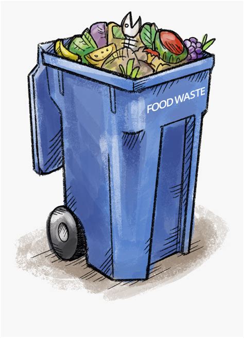 Food Waste Bin - Garbage Bin Full Of Plastic Cartoon Png , Free ...