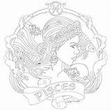 Zodiac Coloring Pages Printable Pisces sketch template