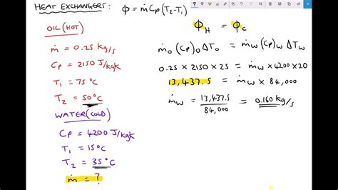 Calculating Rate of Heat Transfer Between Two Working Fluids of a Heat ...