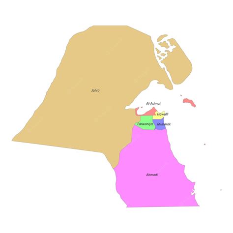 Premium Vector | High quality labeled map of with Kuwait borders of the ...