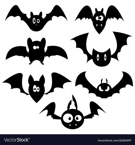 Set of bats for halloween collection of black Vector Image