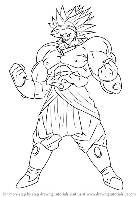 How to Draw Broly from Dragon Ball Z (Dragon Ball Z) Step by Step | DrawingTutorials101.com