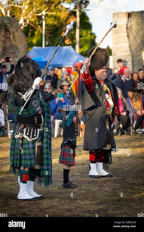 Massed pipes and drums at Glen Innes Celtic Festival NSW Stock Photo ...