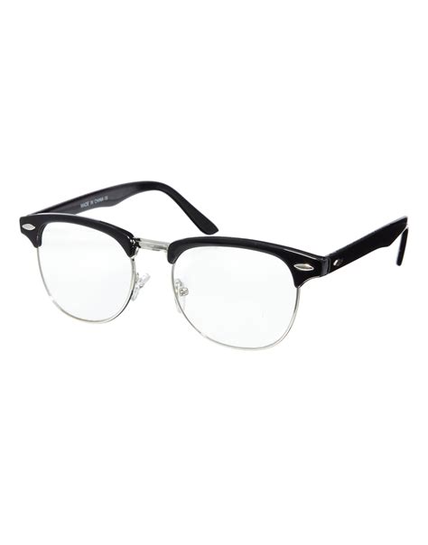 Asos Clubmaster Glasses With Clear Lens in Black for Men | Lyst