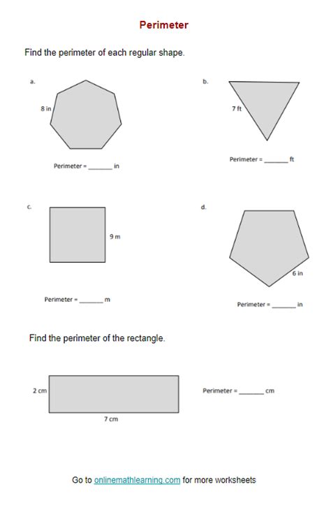 Perimeter Worksheets (answers, printable, online, grade 3)