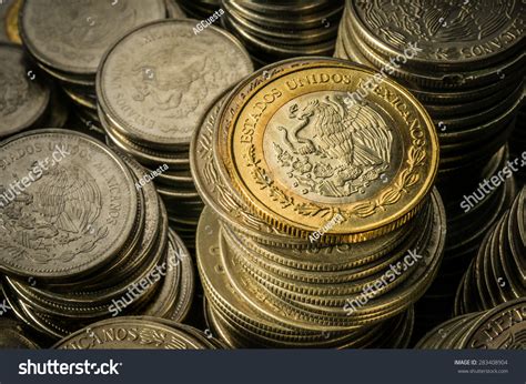 Stacked Mexican Peso Coins Stock Photo 283408904 : Shutterstock