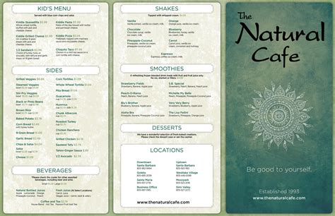 Natural Cafe Moorpark menus in Moorpark, California, United States