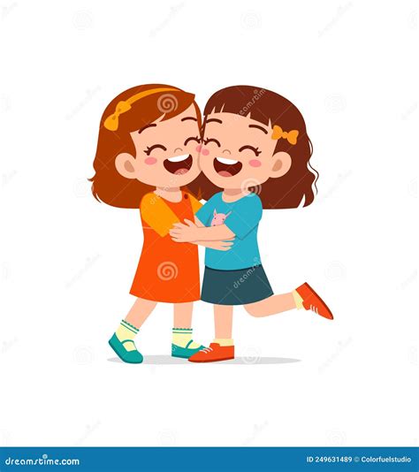 Little Kid Hug Best Friend and Feel Happy Stock Illustration ...