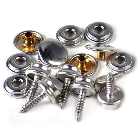 beler New Silver 25set Stainless Steel Canvas Canopy Snap Stud Cap Boat Marine Cover Fastener ...