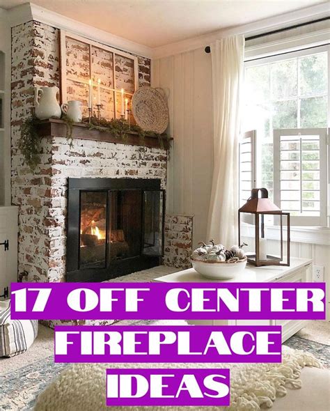 a fireplace with the words, 17 off center fireplace ideas on it's mantle