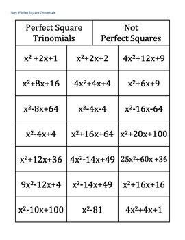 Completing the Square~Perfect Square Trinomial~Differentiation~5 Activities | Completing the ...