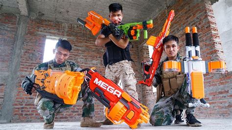 Battle Nerf War: Warrior Forces Nerf Guns Enemy Team Mask Zombies battle Nerf - YouTube