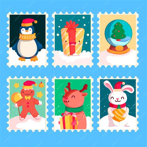 Free Vector | Flat design christmas stamp collection