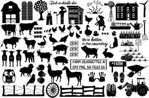 Farm & Animals Silhouettes AI EPS PNG (249899) | Illustrations | Design ...