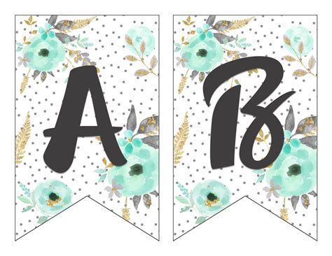 Free Printable Alphabet Banner {MINT& GOLD} - Six Clever Sisters ...