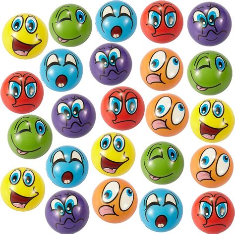 Amazon.com: 24 PCs Stress Balls Funny Face Emoji Foam Soft PU Balls ...