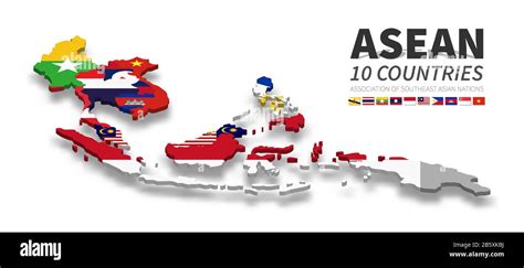 ASEAN . Association of Southeast Asian Nations . 3D Country map and ...