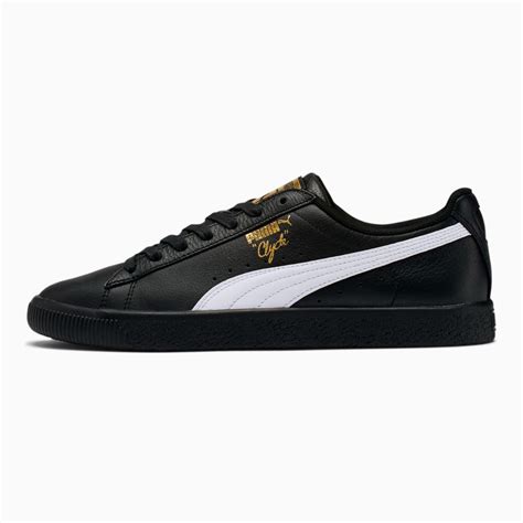 PUMA Leather Clyde Core L Foil in Black- White- Gold (Black) for Men - Lyst