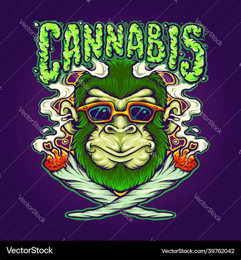 Weed joint cool monkey cannabis Royalty Free Vector Image