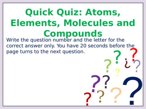 Atoms, Elements, Compounds KS3 quiz on powerpoint. | Teaching Resources