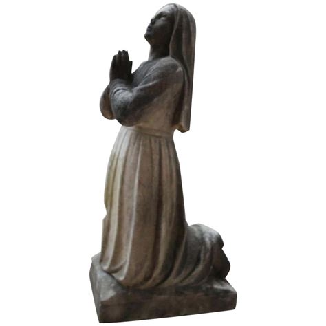 Antique Marble Statue of Kneeling Religious Praying Lady at 1stDibs