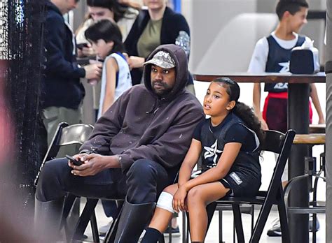 Kanye West Bonds With North Sitting Courtside At Basketball Game ...