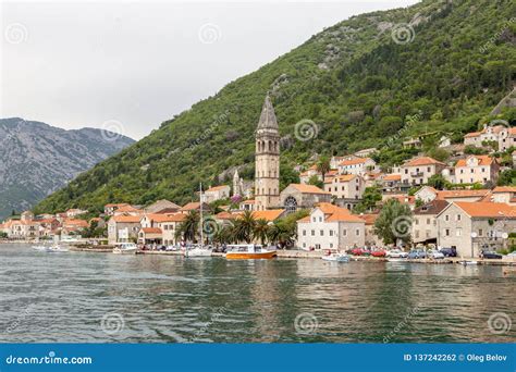 View of Perast City from Sea Side. Perast is Town on Coast of ...