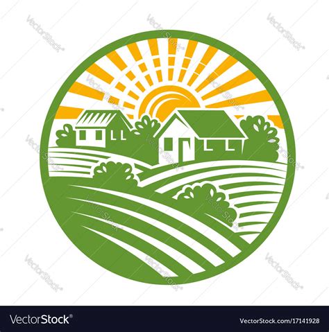 Village houses emblem Royalty Free Vector Image