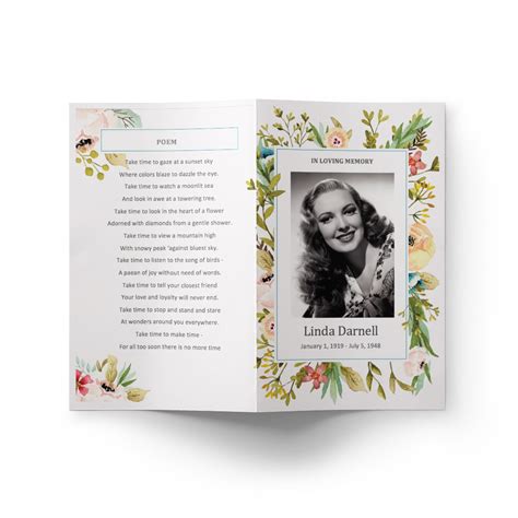 Funeral program template flower – Artofit