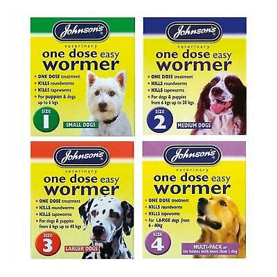 Johnsons One Dose Wormer Roundworm Tapeworm Worming Tablet for All Dog ...