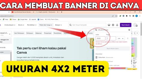 cara membuat ukuran banner 4x2 meter di canva - YouTube