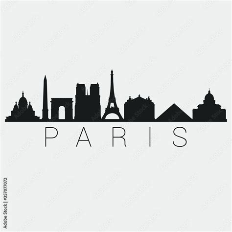 Paris France. Skyline Silhouette City. Design Vector. Famous Monuments Tourism Travel. Buildings ...