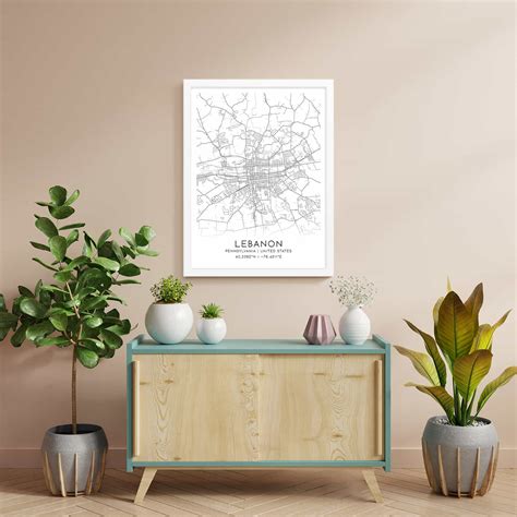 Lebanon Pennsylvania Map Poster, Modern Home Decor Wall Art Print ...