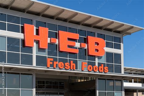 Pearland, Texas, USA - March 1, 2022: Closeup of H-E-B supermarket ...