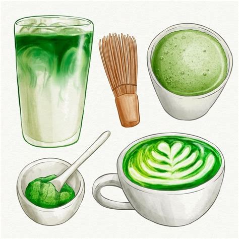 Free Vector | Matcha tea collection | Matcha latte art, Matcha green tea latte, Matcha tea