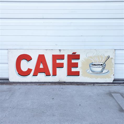 Long French Wooden Cafe Sign with Coffee Cup – Antiquities Warehouse