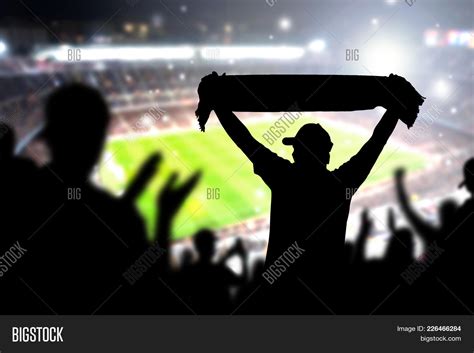 Crowd And Fans In Football Stadium. People In Soccer Game. Person ...