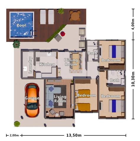 3 Bedroom House Floor Plan Design | Floor Roma