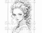 Premium Coloring Page Grayscale Printable Adult Women  sketch template