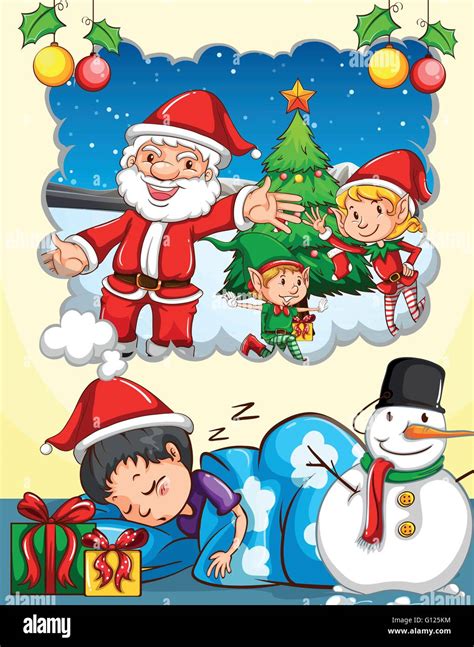 Boy dreaming about Christmas festival illustration Stock Vector Image & Art - Alamy