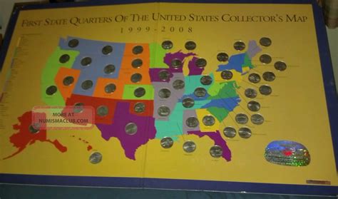 First State Quarters If The United States Collectors Map 1999 - 2008