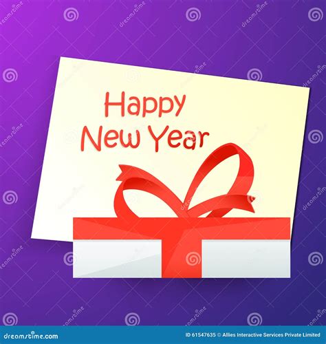 Greeting Card with Gift for Happy New Year. Stock Illustration - Illustration of beautiful ...