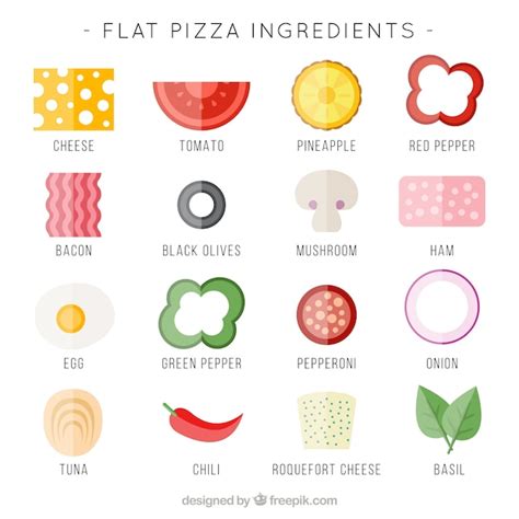 Flat ingredients for pizza Vector | Free Download