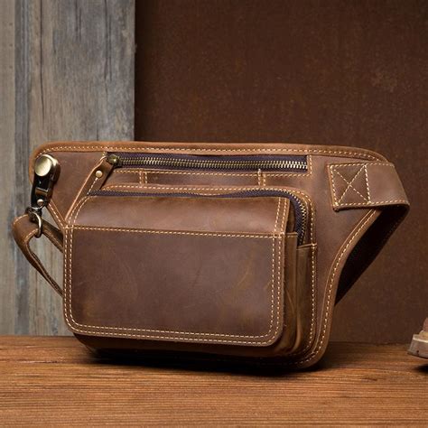 Cool Brown Leather Fanny Pack Mens Waist Bags Hip Pack Belt Bag Bumbag – iChainWallets