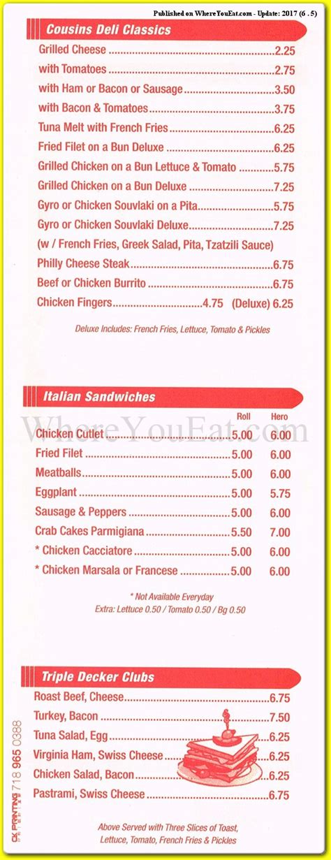 Cousins Deli Restaurant in Brooklyn / Official Menus & Photos