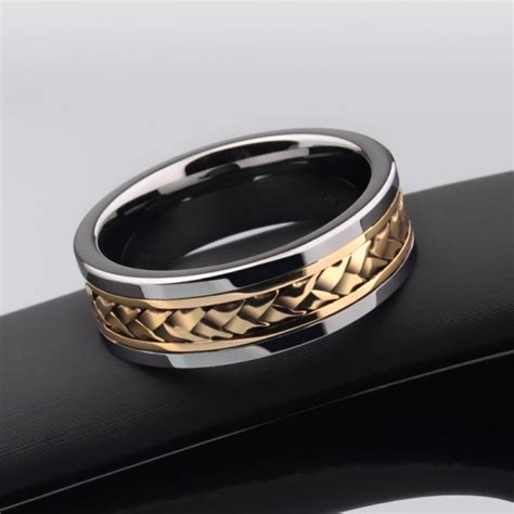 Men's Gold-Plated 18K Gold Inlay Ring - Mens Rings