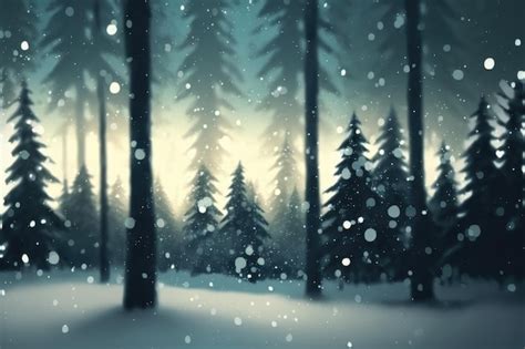 Premium Photo | Blurry winter forest backdrop including snowy trees