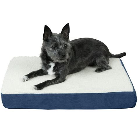 FurHaven Pet Dog Mattress | Deluxe Orthopedic Sherpa Pet Bed Mattress for Dogs & Cats, Navy ...